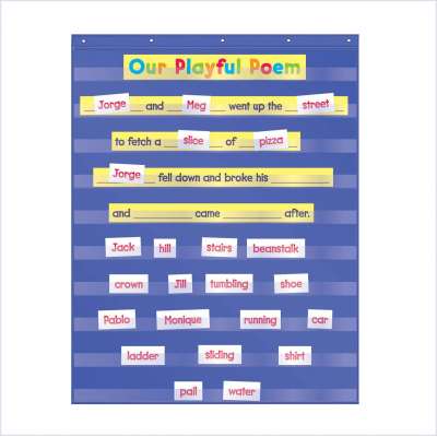 Classroom Standard Pocket Chart Heavy Duty Hanging Wall Charts with Hooks for Sentence Strips  Letter Cards