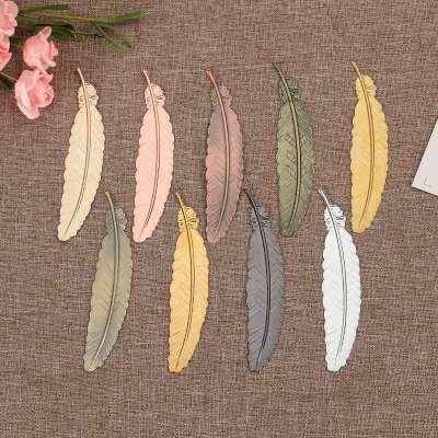 7 Colors Metal Feather Bookmark Document Book Mark Label Golden Silver Rose Gold Bookmark