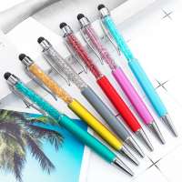 Classical Model Good Quality Metal Barrels Filled Crystal Pen With Stylus Bulk In Stock Crystal Bling Stylus Pen On Sale